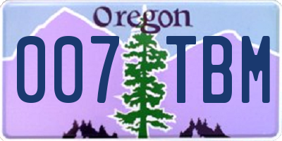 OR license plate 007TBM