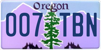 OR license plate 007TBN