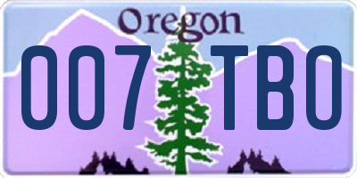 OR license plate 007TBO