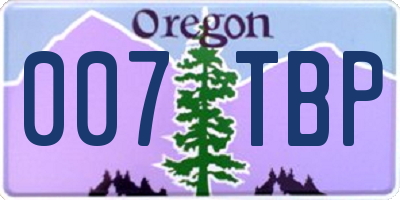 OR license plate 007TBP