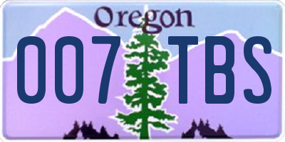 OR license plate 007TBS