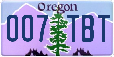 OR license plate 007TBT