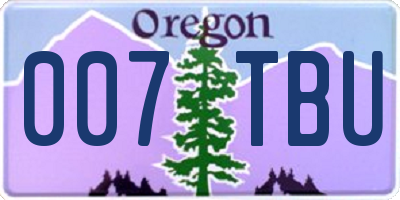 OR license plate 007TBU