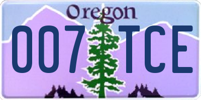 OR license plate 007TCE