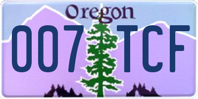 OR license plate 007TCF