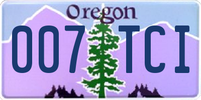 OR license plate 007TCI