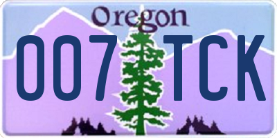 OR license plate 007TCK