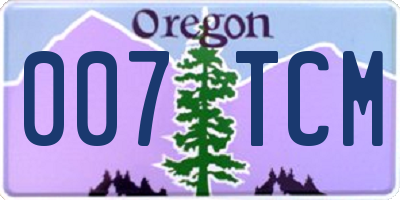 OR license plate 007TCM