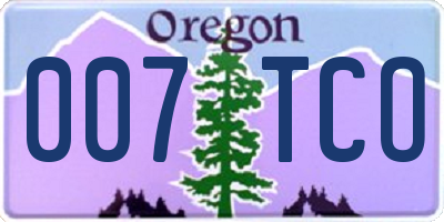 OR license plate 007TCO