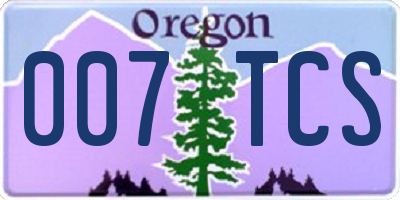 OR license plate 007TCS