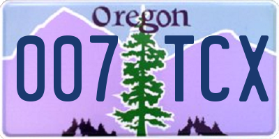 OR license plate 007TCX