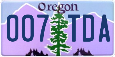 OR license plate 007TDA