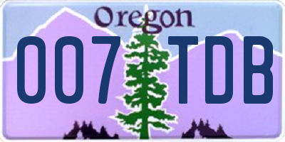 OR license plate 007TDB
