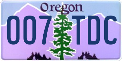 OR license plate 007TDC