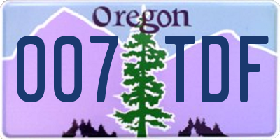 OR license plate 007TDF