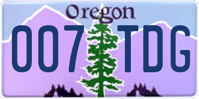 OR license plate 007TDG