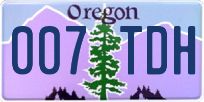 OR license plate 007TDH