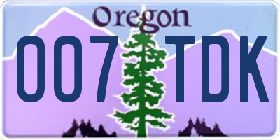 OR license plate 007TDK