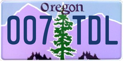 OR license plate 007TDL