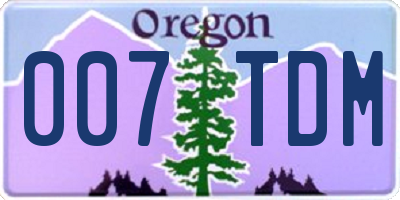 OR license plate 007TDM