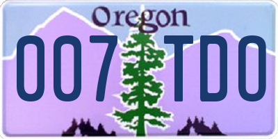 OR license plate 007TDO
