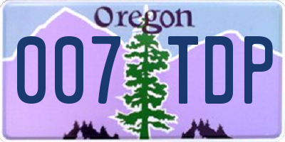 OR license plate 007TDP
