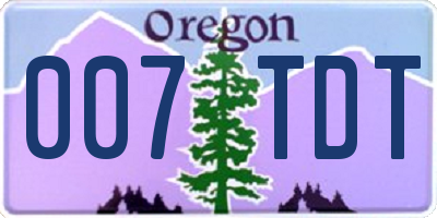 OR license plate 007TDT