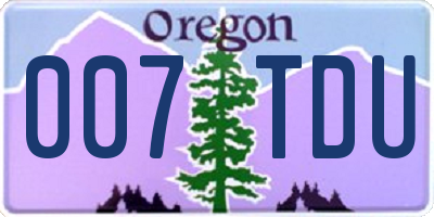OR license plate 007TDU