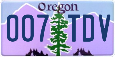 OR license plate 007TDV