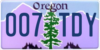 OR license plate 007TDY