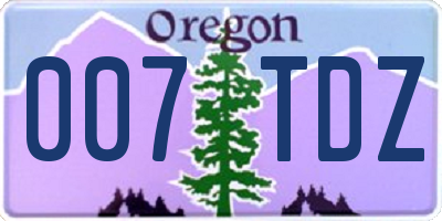 OR license plate 007TDZ