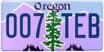 OR license plate 007TEB