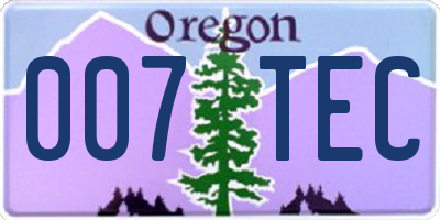OR license plate 007TEC