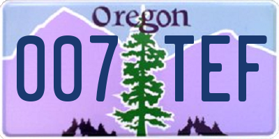 OR license plate 007TEF