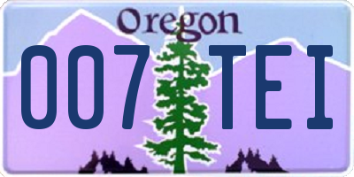 OR license plate 007TEI