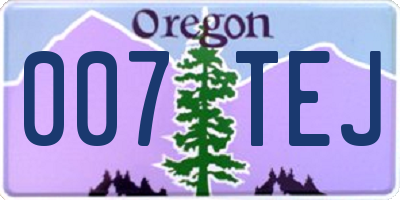 OR license plate 007TEJ