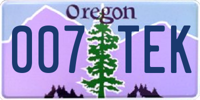 OR license plate 007TEK