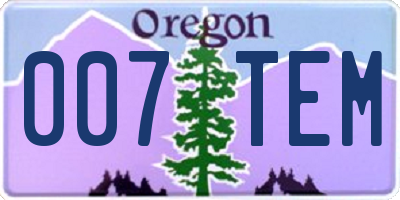 OR license plate 007TEM