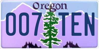 OR license plate 007TEN