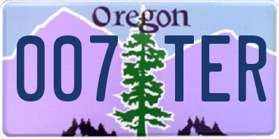 OR license plate 007TER