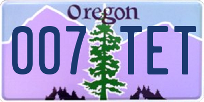 OR license plate 007TET