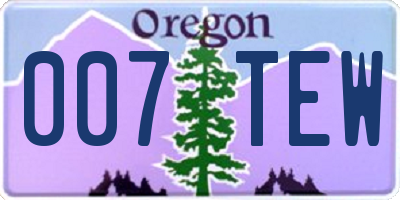 OR license plate 007TEW