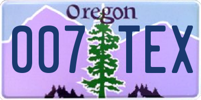 OR license plate 007TEX