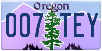 OR license plate 007TEY