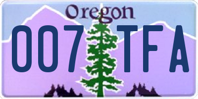 OR license plate 007TFA