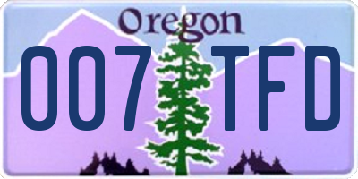 OR license plate 007TFD