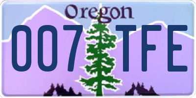 OR license plate 007TFE