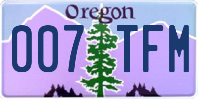 OR license plate 007TFM