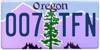 OR license plate 007TFN
