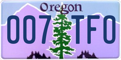 OR license plate 007TFO